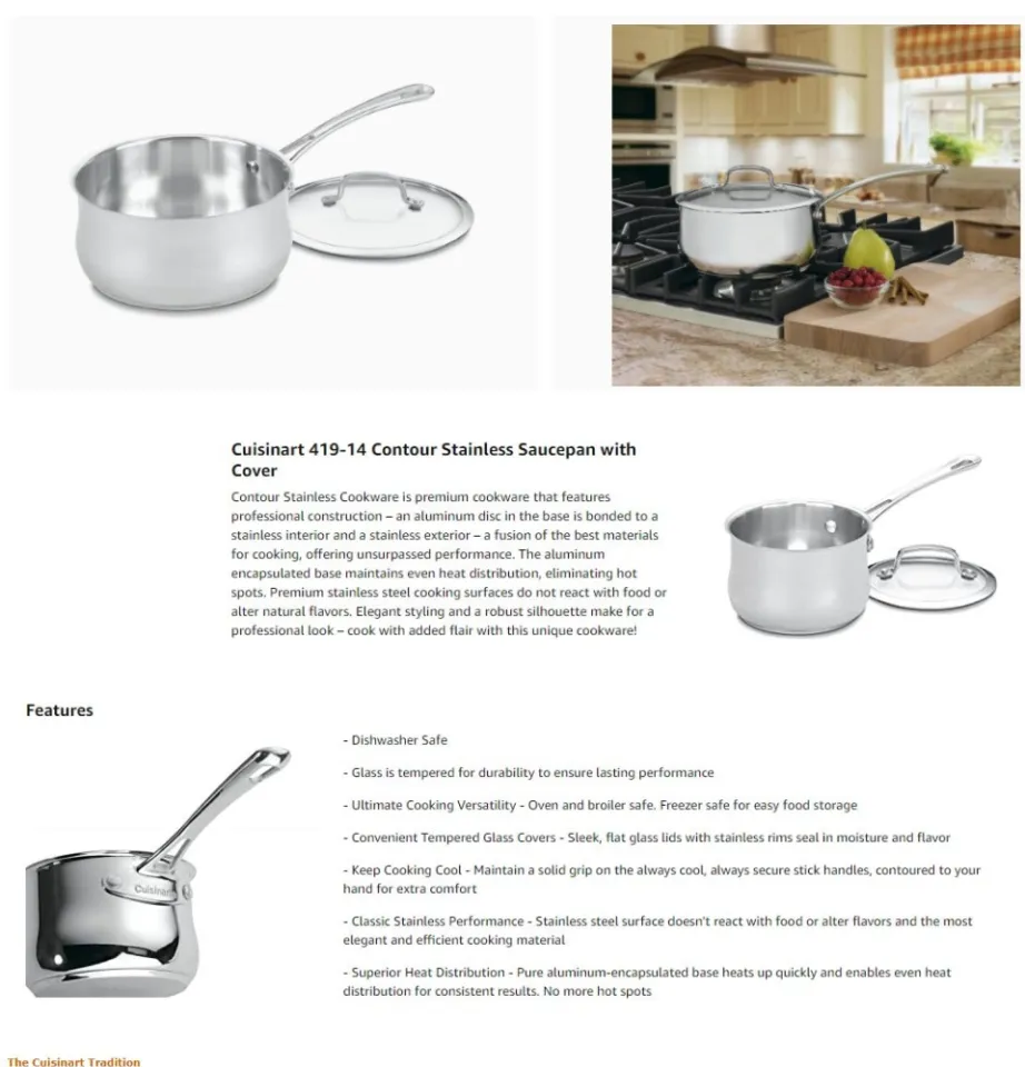 Cuisinart 4193-20 Contour Stainless 3-Quart Saucepan with Glass Cover