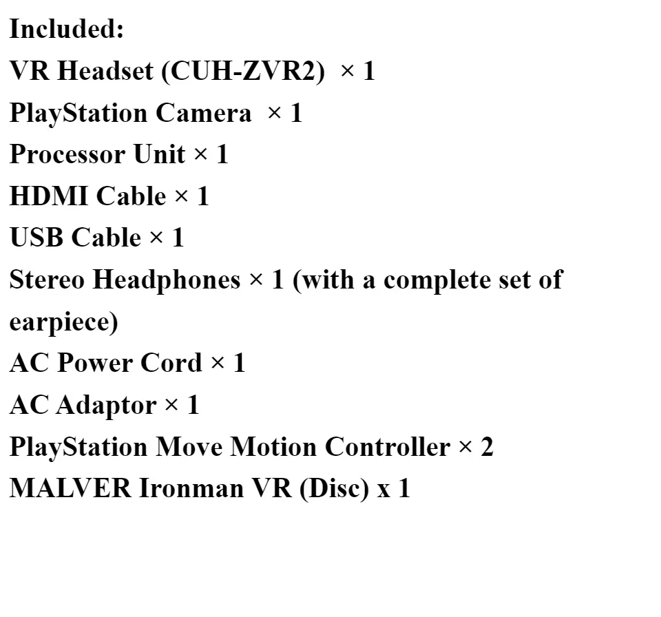 PS4 VR Headset + Camera + Move Controllers