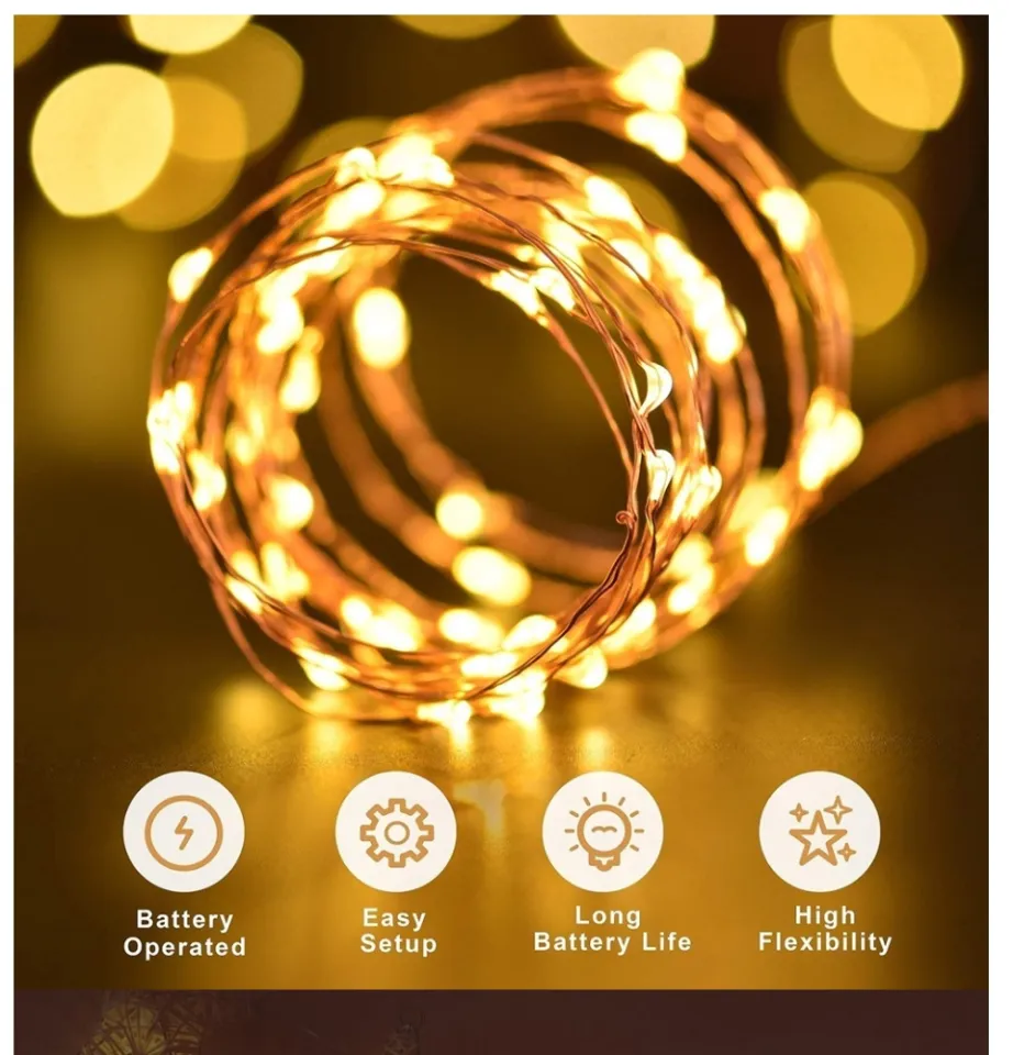 Twinkle Star Christmas Fairy Lights Battery Operated, 33ft 100 LED Waterproof Silver Wire String Light, Remote Control