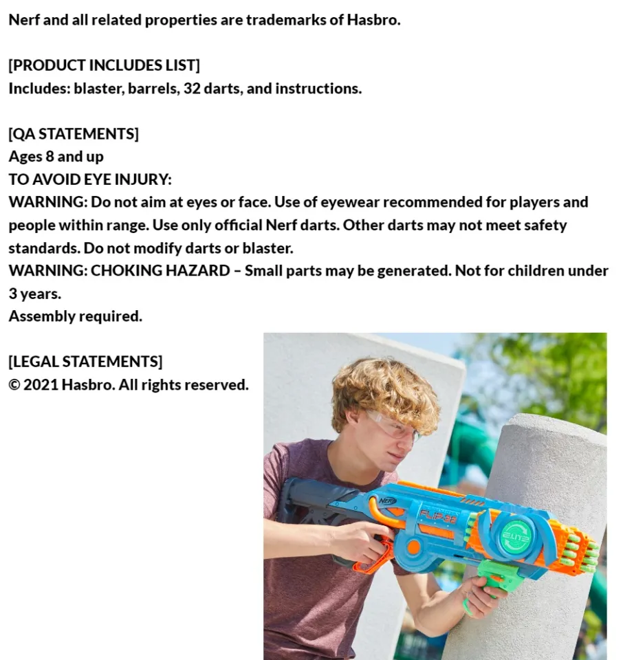 Nerf Elite 2.0 Flipshots Flip-32 Blaster, 32 Dart Barrels Flip to Double  Your Firepower, 32-Dart Capacity, 32 Nerf Darts - Nerf