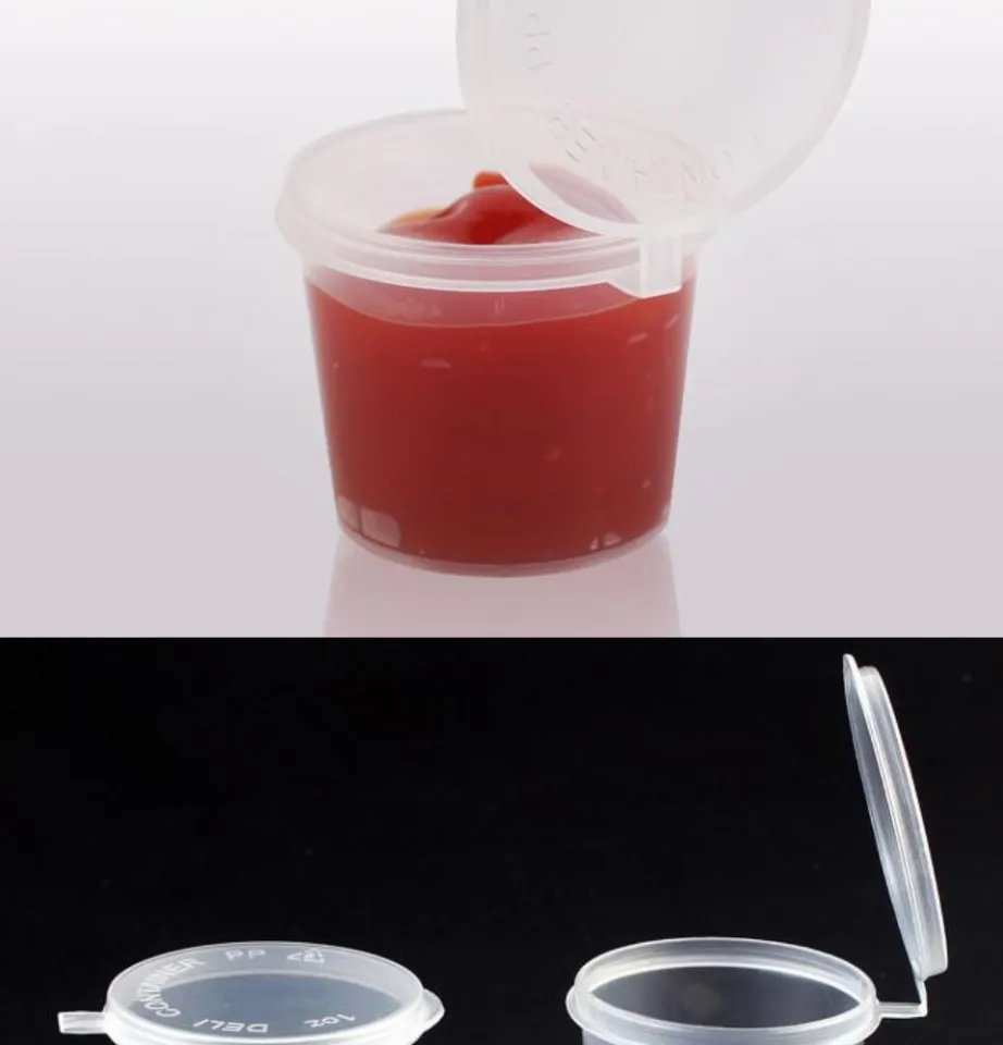 Plastic 1oz Sauce Container with Hinged Lids SC1 25ml