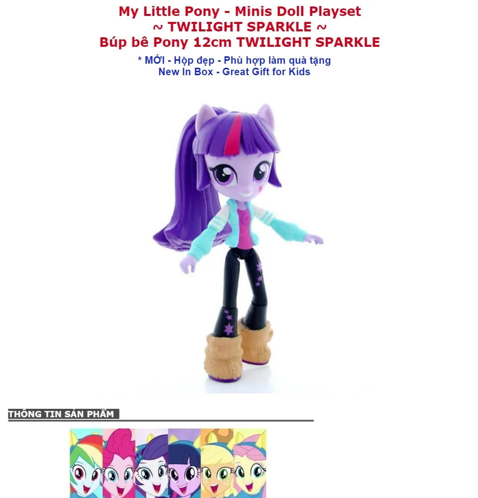 TWILIGHT SPARKLE * Búp bê Pony cao 12cm - Mới Không Hộp - MY LITTLE PONY  Minis Doll Figure 