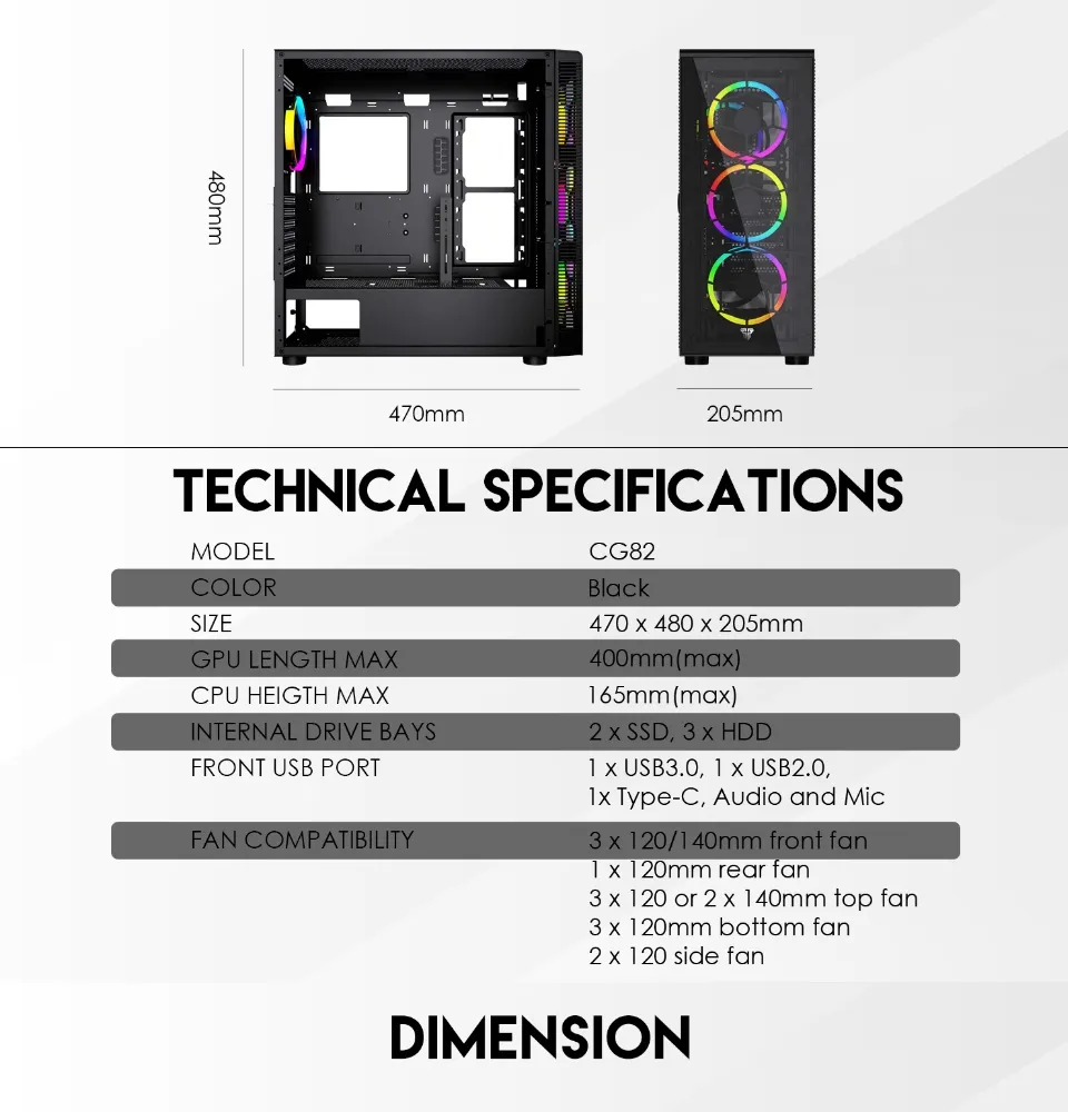 Fantech Hexa XL CG82 Full Tower Case with 4pcs FRGB Fan and Magnetic Hinge Side Panel and Handy I/O Ports | Lazada PH