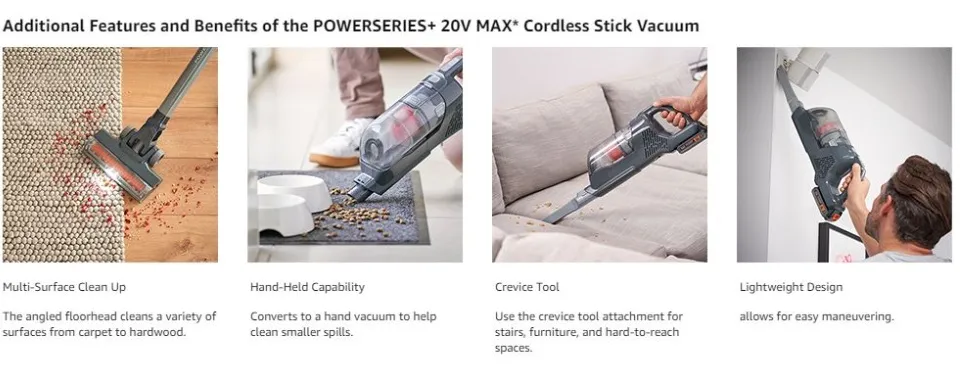 Black & Decker BHFEA18D1-B1 18/20V Cordless 2 In 1 Stick Vacuum