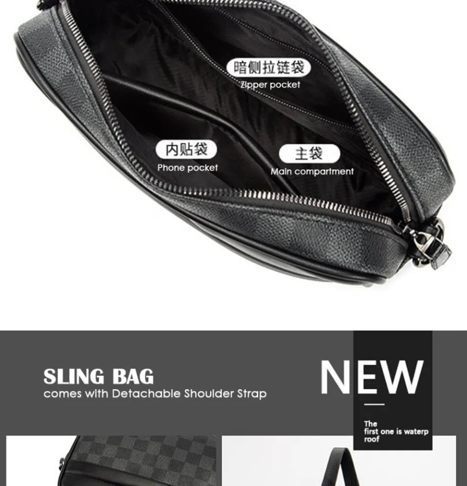 Outdoor Casual Fashion Men Sling Bag PU Leather Shoulder Messenger Bag Beg  Silang Lelaki Perempuan (SL-076)