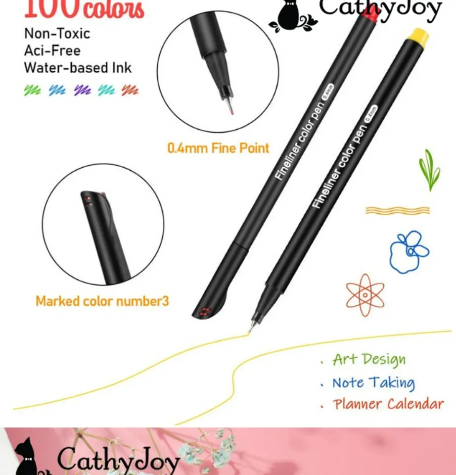Fineliner Fine Point Pens, 100/60/48/36/Colors 0.4mm Fineliner Color Pen  Set Fine Point Markers Fine Tip Drawing Pens for Bullet Journaling Writing Note  Taking Calendar Agenda Adult Coloring