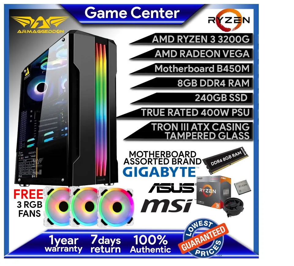 GC ARMAGGEDDON System Unit Package PC Bundle Ryzen 3 3200G AMD