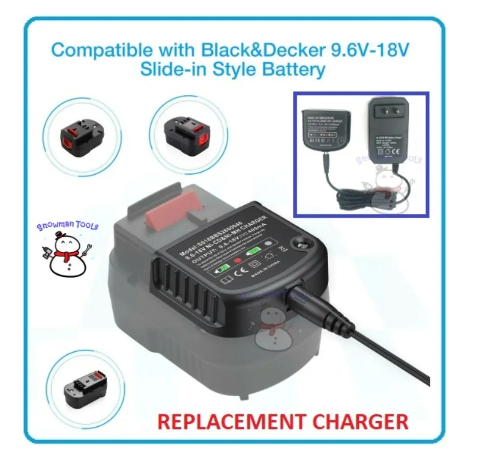 Battery Charger For Black For Decker 9.6V-18V NiCd NiMh HPB18 HPB18-OPE  Battery