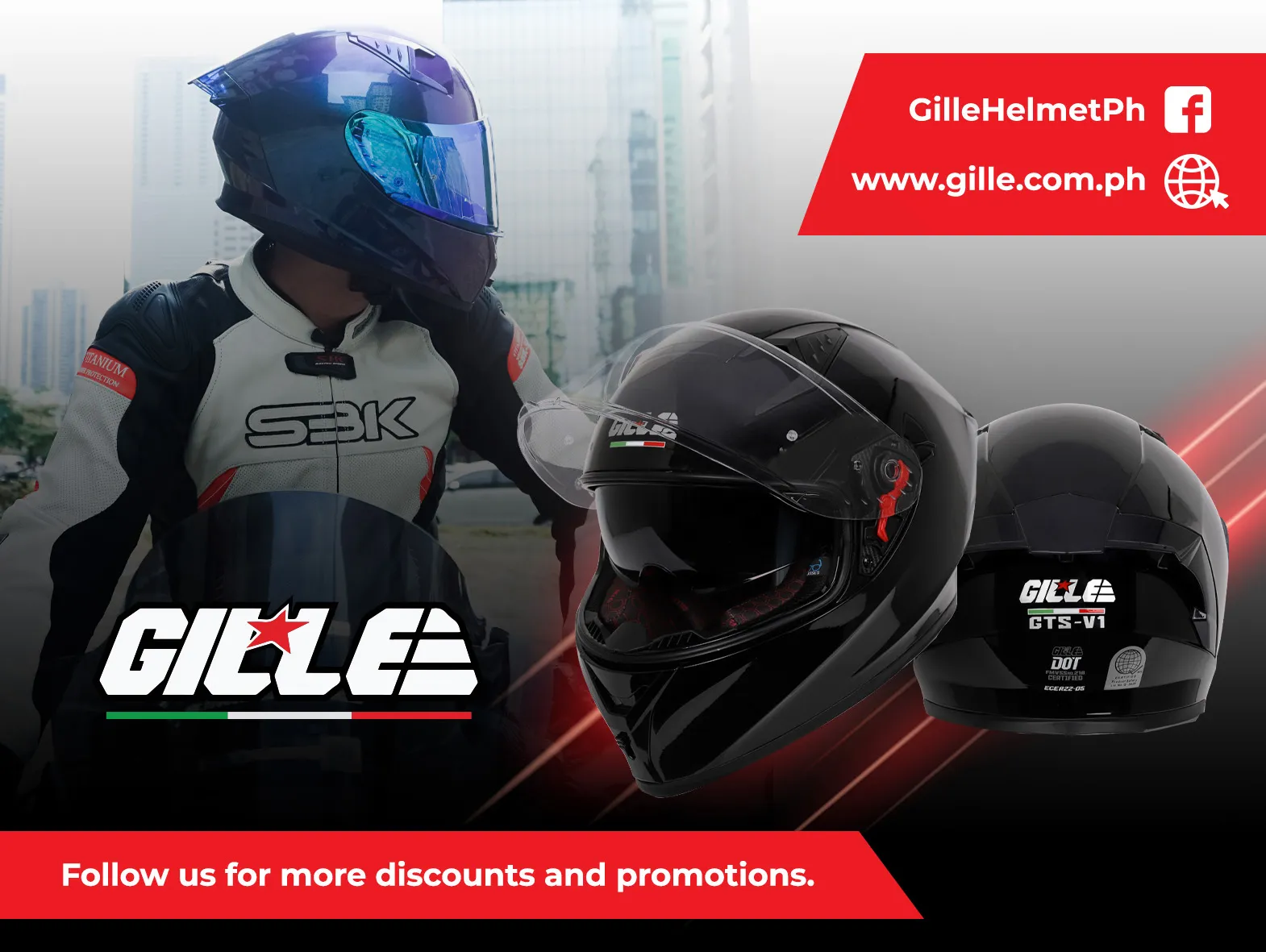 Gille Gts Series V Solid Full Face Dual Visor Motorcycle Rider