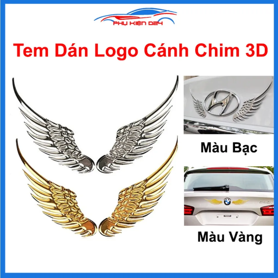 Tem dán logo ô tô hình cánh chim ưng 3D cao cấp, trang trí, làm ...