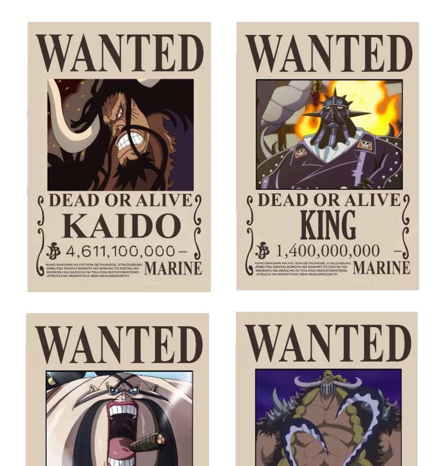 Generisch One Piece Anime Beast Pirates [Black Style] Wanted Posters Kaido King  Queen Jack