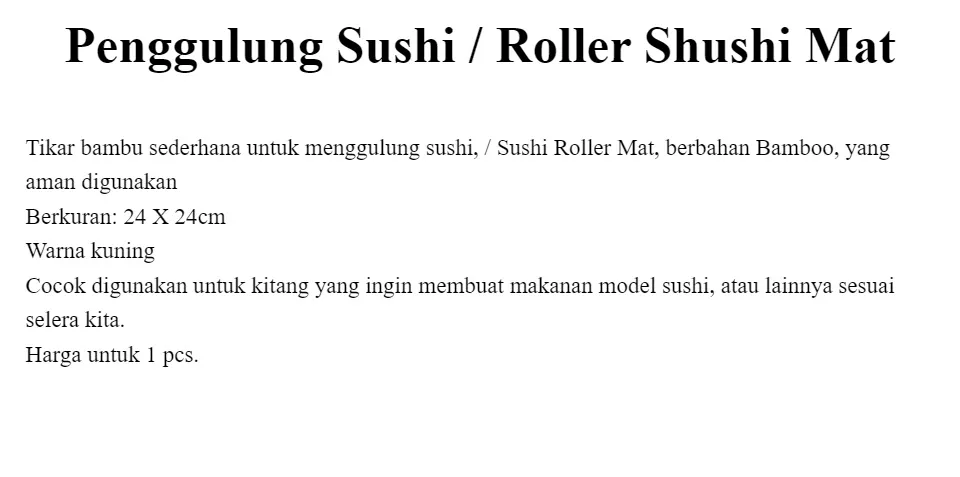 Jual silicone sushi roller mat .alas silicon penggulung sushi - Jakarta  Pusat - Suparmi Shop