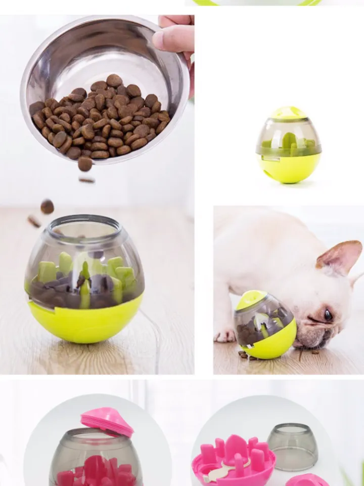 Pet Food Dispenser Slow Feeder New Interactive Dog Cat Food Treat Ball Bowl  Toy Funny Pet Shaking Leakage Food Container Puppy Cat Slow Feed Pet  Tumbler Toy