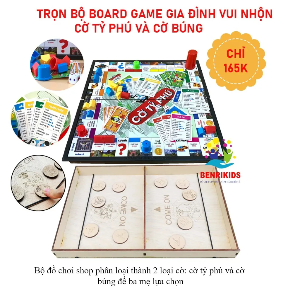 Đồ Chơi Board Game Vui Nhộn Cho Bé, Cờ Tỷ Phú Tập Cho Bé Tư Duy