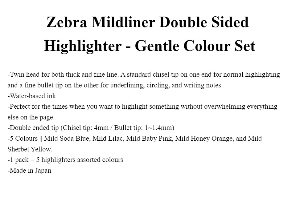 Zebra Mildliner Double-Sided Highlighter - Gentle Colour