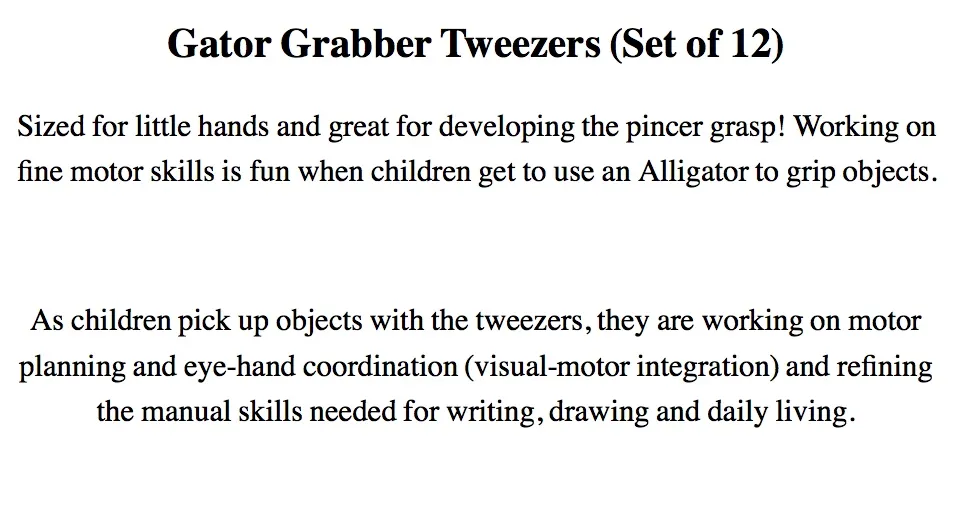 Learning Resources Gator Grabber Tweezers , Set of 12