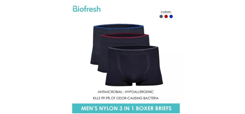 Biofresh Men's Antimicrobial Seamless Boxer Brief 3 pieces in a pack UMBBG10