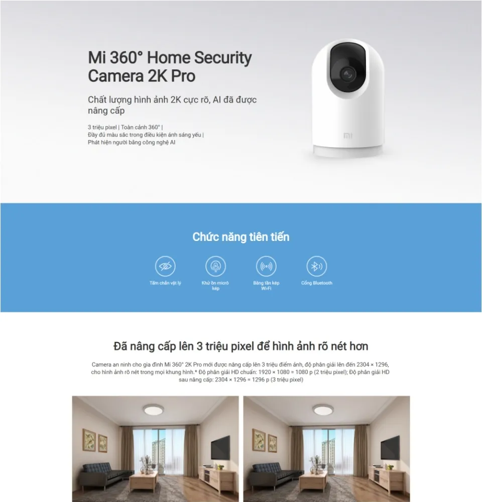 Camera WiFi Thông Minh Xiaomi Mi 360° Home Security Camera 2K Pro ...