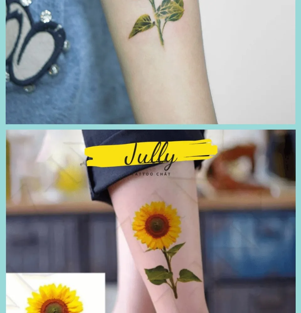 Hình xăm dán hoa hướng dương mini JULLY Tattoo là một trong những dòng sản phẩm của thương hiệu nổi tiếng JULLY Tattoo. Hình xăm dán này có kích thước cực kỳ nhỏ và có hình dáng của hoa hướng dương, tạo cảm giác nhẹ nhàng và tươi mới cho người sử dụng. Với chất lượng tuyệt vời của sản phẩm, bạn sẽ không thể chối từ. Hãy xem hình, bạn sẽ cảm thấy mình đang sắp trở thành một khách hàng của JULLY Tattoo.