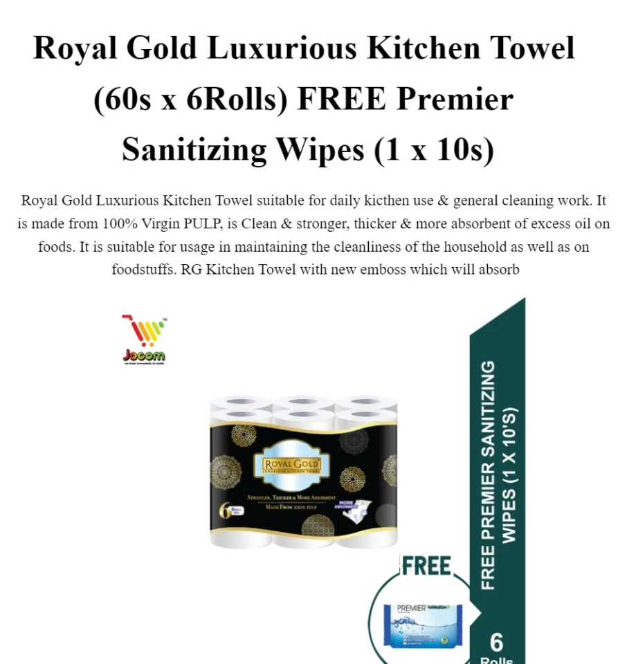 Royal Gold Luxurious Kitchen Towel 6 Roll