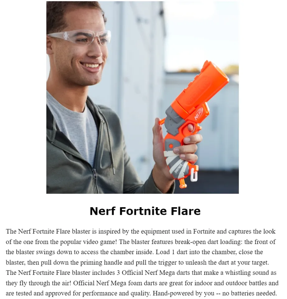 NERF Fortnite Flare Dart Blaster, Break-Open Loading, Includes 3