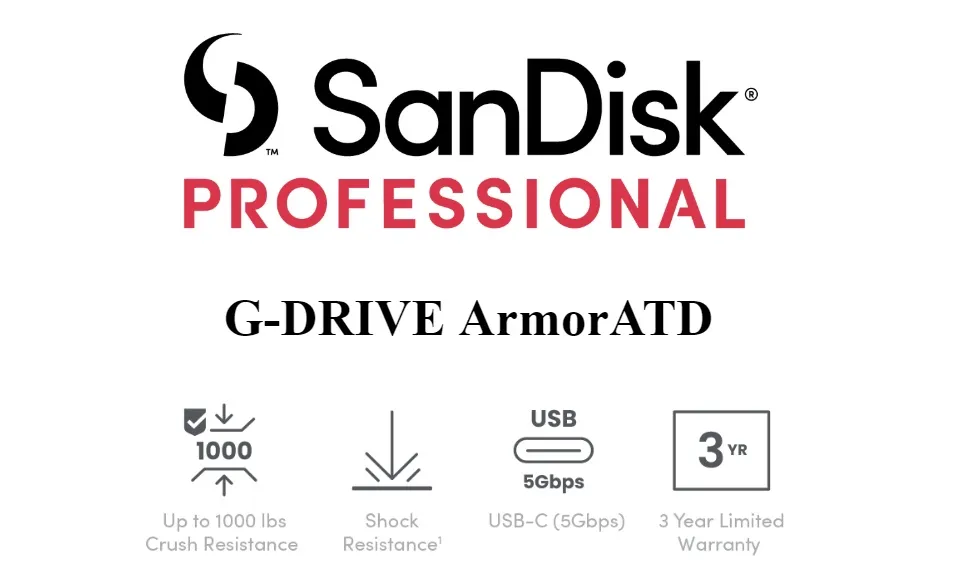 SanDisk Professional 2TB G-DRIVE ArmorATD ( SDPH81G-002T-GBAND