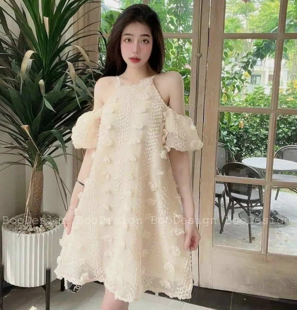 Miễn phí ship 2022] Đầm rớt vai tay phồng, đầm nữ xoè babydoll ...