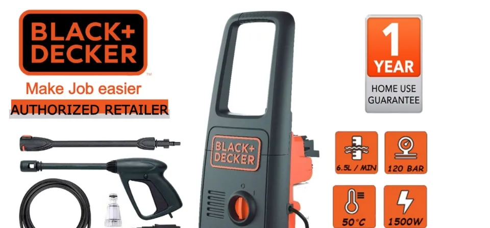 BLACK & DECKER Water Jet Pressure Washer 1500W 120Bar (BW15)