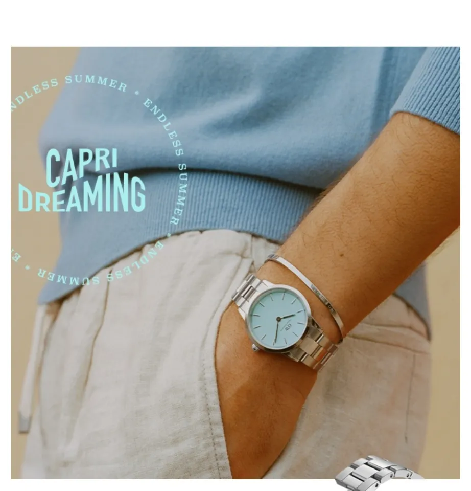 Daniel Wellington Iconic Link Capri 28/32/36mm Silver Pastel Blue