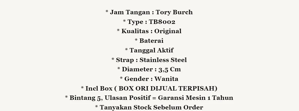 Jam Tangan Wanita Tory Burch Ravello TBW7213 TBW7214 Free Box