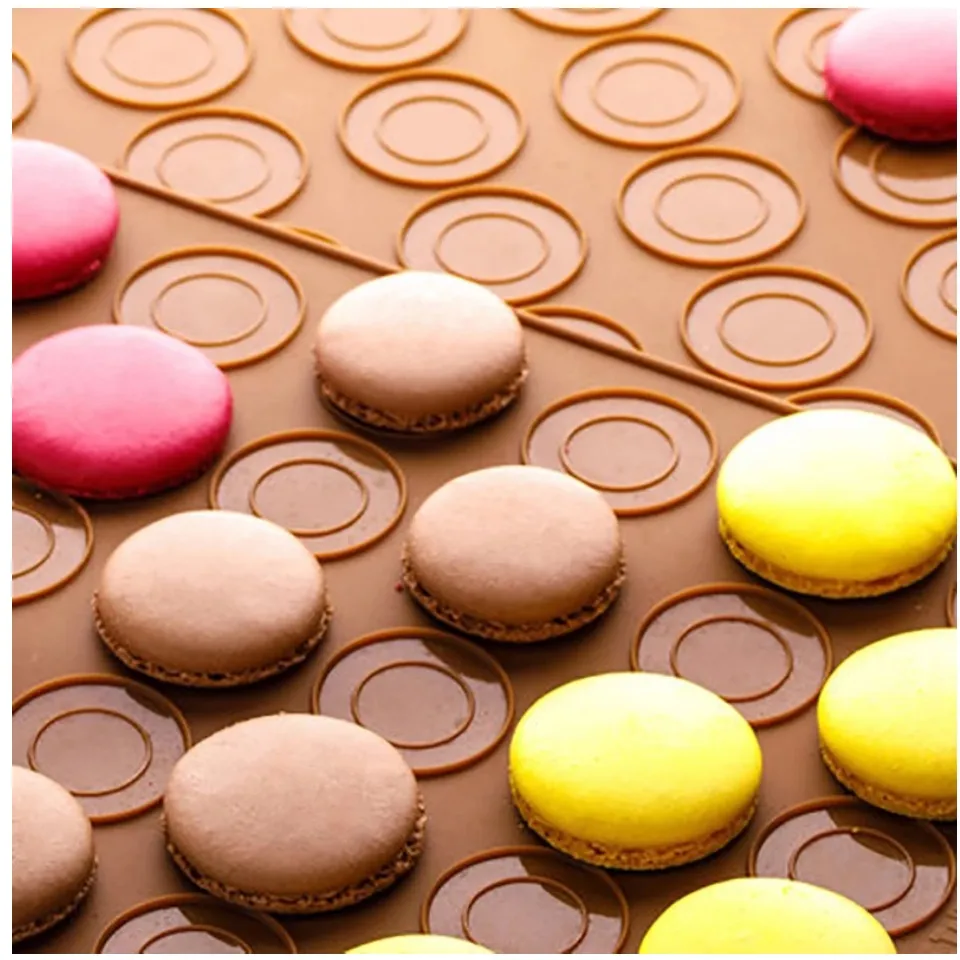 FAGINEY 48-Capacity Silicone Macaron Macaroon Mat Fondant Oven Baking Mat  DIY Sheet Cake Molds(dispenser not included) 