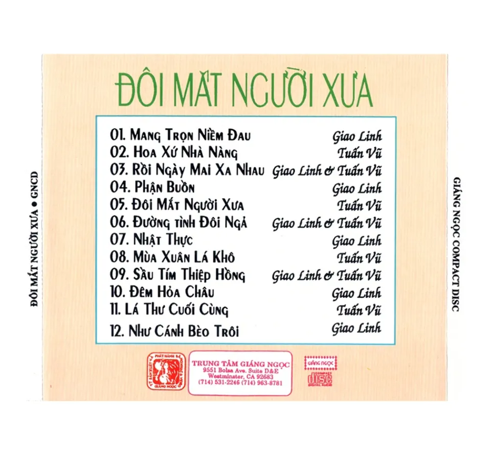 Đĩa CD Nhạc - Tuấn Vũ - Giao Linh- Đôi Mắt Người Xưa | Lazada.vn