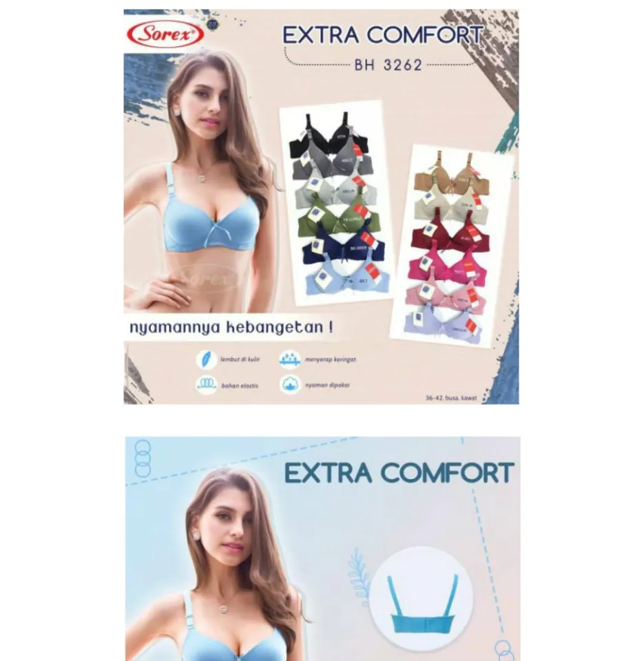 Bra Sorex Kawat Pori Extra Comfort 3262 Full Cup Warna Random / Bh Sorex  3262 Size 36-42 Kawat Busa Sedang / Pakaian Dalam Wanita - Bellino