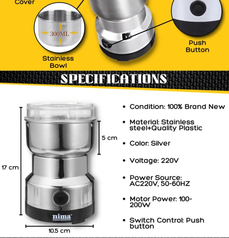 Nima Japan Mini Coffee Spice Grinder Heavy Duty, Capacity: 300ml