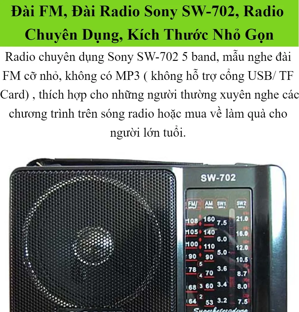 HCM][TỔNG XẢ KHO] Đài FM Đài Radio Sony SW-702 Radio Chuyên Dụng Kích