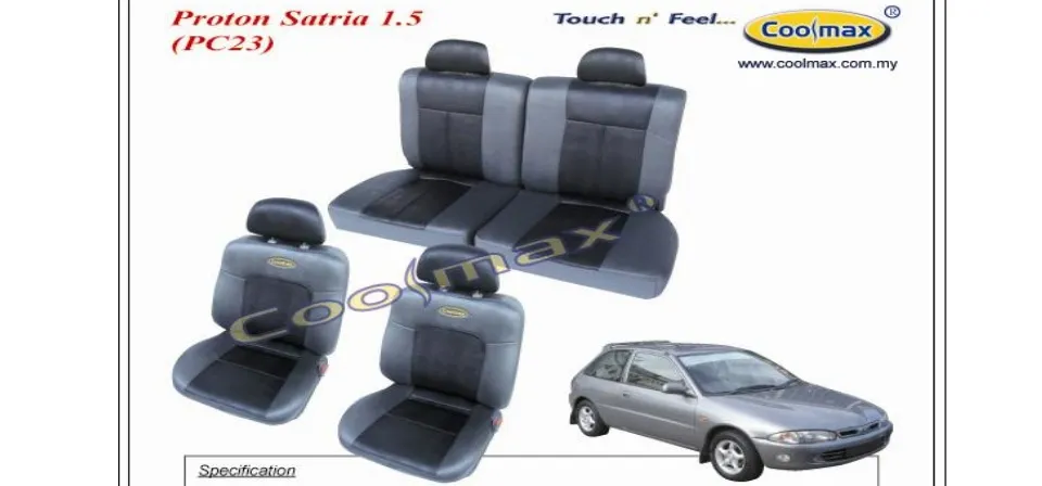 Coolmax - Semi Leather : Proton Satria 1.5 ( Car Seat Cover full