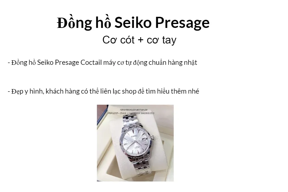 Đồng hồ Seiko Presage Coctail máy cơ 4R15 mặt kính lồi 40mm chống nước  chống xước tuyệt đối 