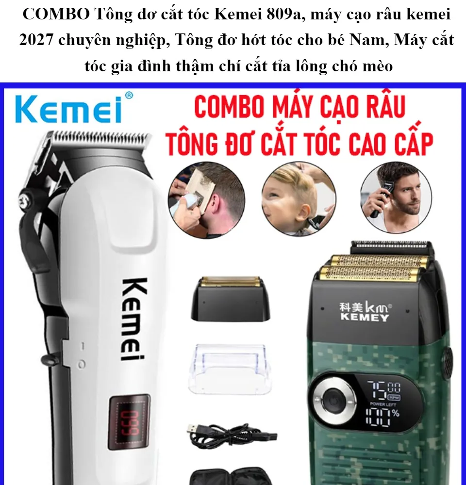 COMBO Tông đơ cắt tóc Kemei: Sở hữu ngay combo tông đơ cắt tóc Kemei để tiết kiệm đến 20%! Bạn sẽ được sở hữu ngay 2 tông đơ cắt tóc chất lượng và chuyên nghiệp bên trong một combo. Với sản phẩm này, bạn có thể tạo nên những kiểu tóc ấn tượng và hoàn hảo chỉ trong nháy mắt.