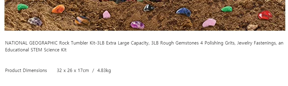 National Geographic Rock Tumbler Kit, 3lb Extra Large Capacity, 3lb Rough  Gemstones, 4 Polishing Grits, Jewelry Fastenings, Educational Stem Science  Kit : Target