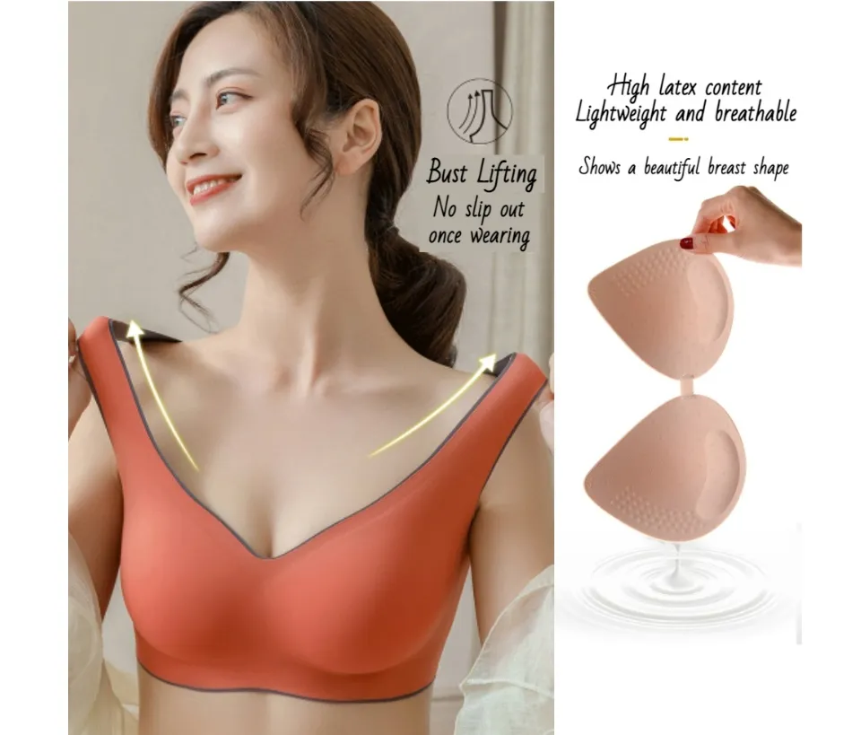 Thai Latex Bra Women Wireless Push Up Sport Bra Comfy Beauty Back Vest Bra  Premium Quality Elastic Sleeping Bra Ready Stock 119618