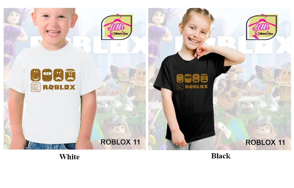 Roblox Kids tee/Girl Boy Clothing/Glitter kids T-shirt/Black/Grey/Fashion/Budak  baju/Unisex/Gamer Tee/Roblox T-shirt for kids(Ready Stock)