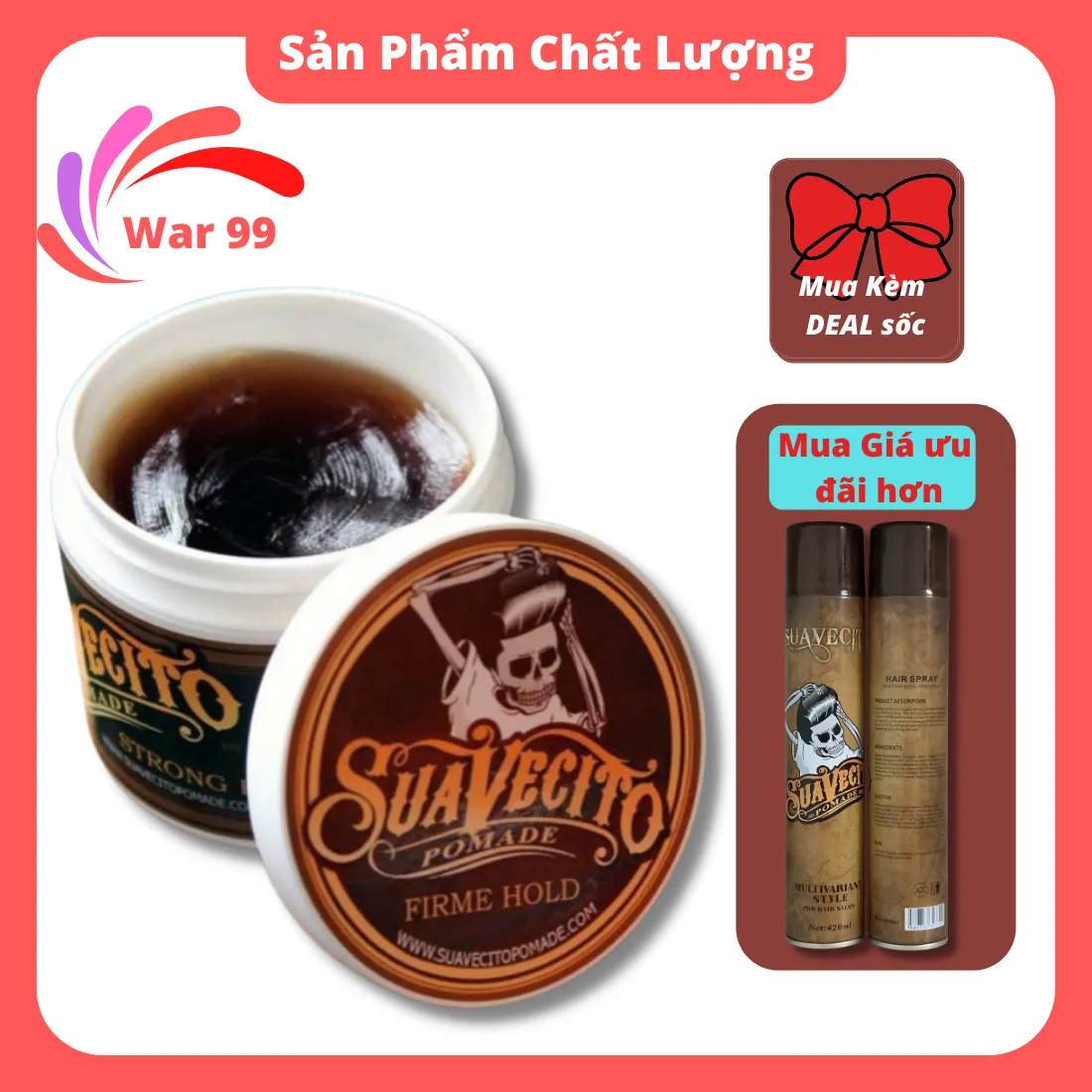 Để có kiểu tóc nam đẹp mắt và bền đẹp, sáp vuốt tóc nam Suavecito pomade là sản phẩm tuyệt vời nhất cho bạn. Với độ giữ nếp lâu và không làm rối tóc, sản phẩm này sẽ giúp cho kiểu tóc của bạn trở nên thật đặc biệt và thu hút mọi ánh nhìn.