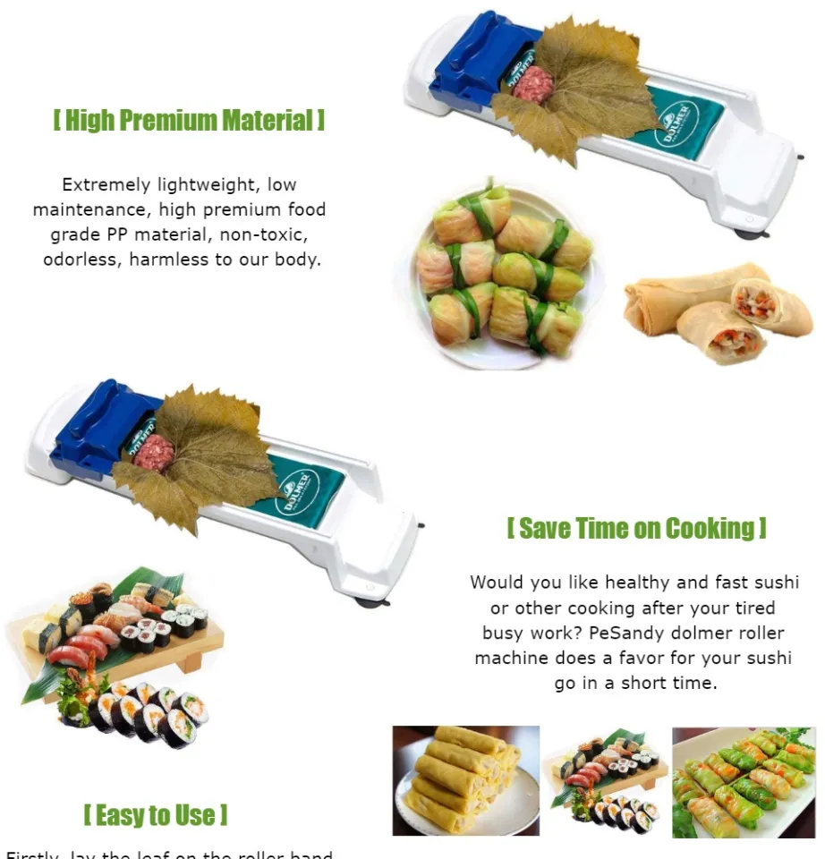  PeSandy Dolmer Roller Machine, Sushi Roller Vegetable Meat  Rolling Tool for Beginners and Children Stuffed Grape & Cabbage Leaves,  Rolling Meat and Vegetable - Kitchen Diy Dolma Roller Sushi Maker: Home
