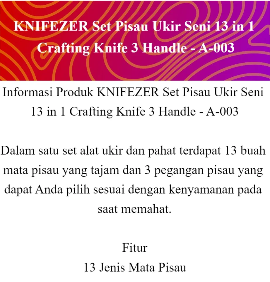 KNIFEZER Set Pisau Ukir Seni 13 in 1 Crafting Knife 3 Handle - A