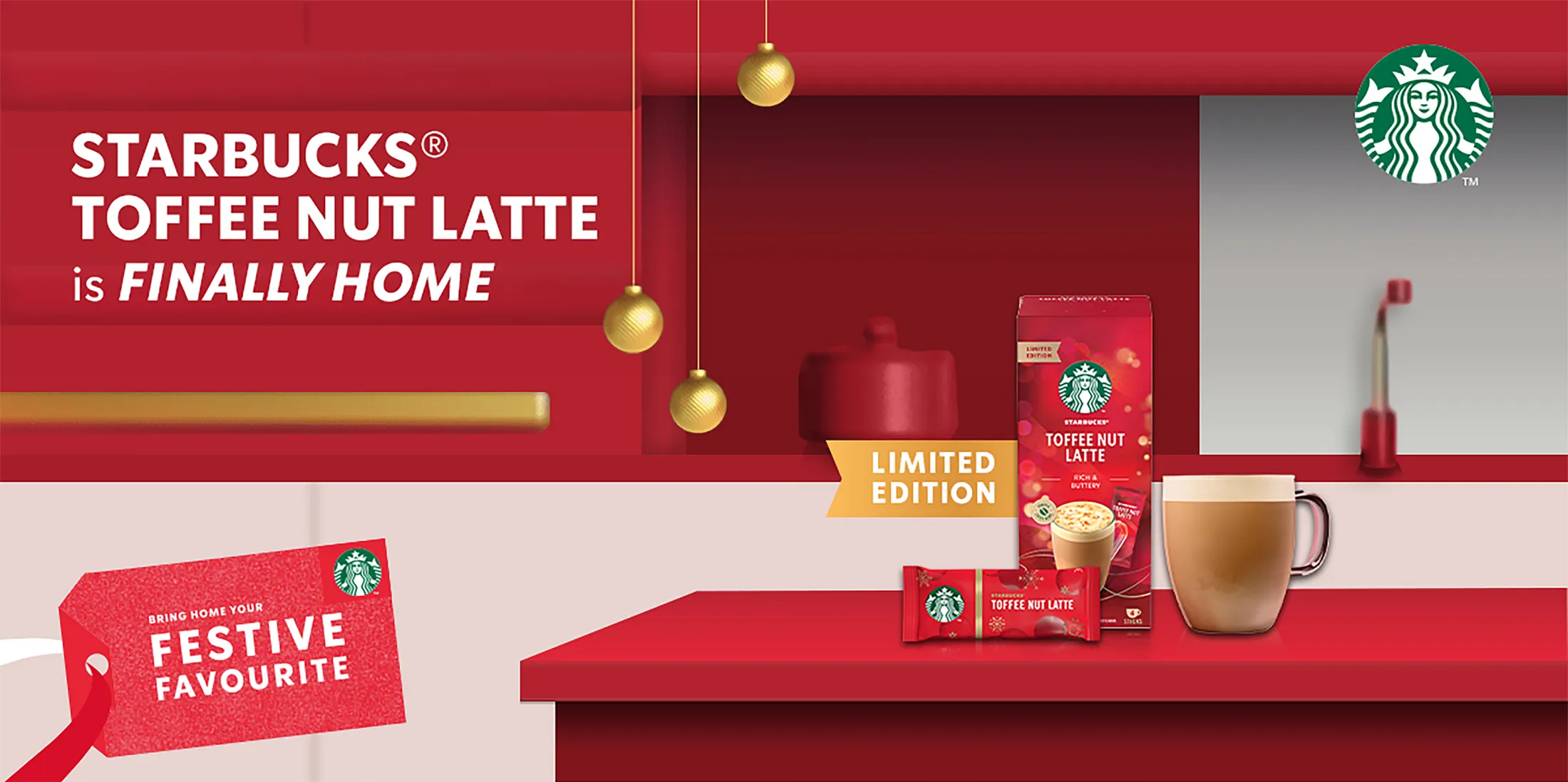 Starbucks® Toffee Nut Latte / Premium Instant Coffee / 86g 1 Box of 4  Sticks / Limited Edition 