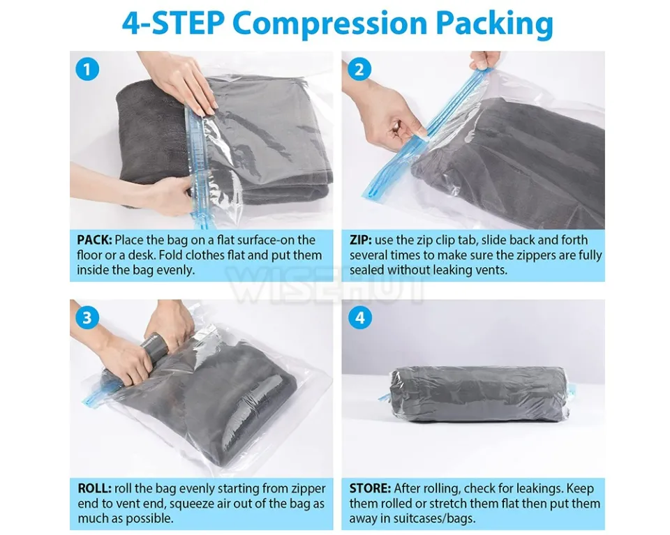 Roll-Up Compression Vacuum Storage Bags Foldable Travel Space