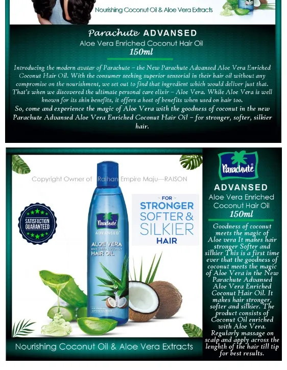 Parachute ADVANSED Aloe Vera Enriched Coconut Hair Oil 150ml | Lazada Parachute ADVANSED Aloe Vera Enriched Coconut Hair Oil 150ml | Lazada