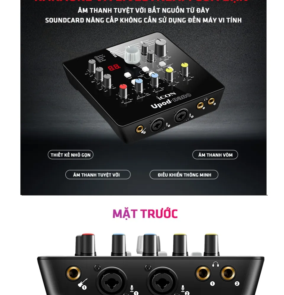 TRỌN BỘ COMBO THU ÂM LIVESTREAM SOURD CARD ICON UPOD NANO MICRO PC-K200