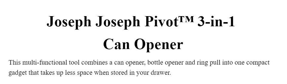 Joseph Joseph Pivot 3-in-1 Can Opener - White