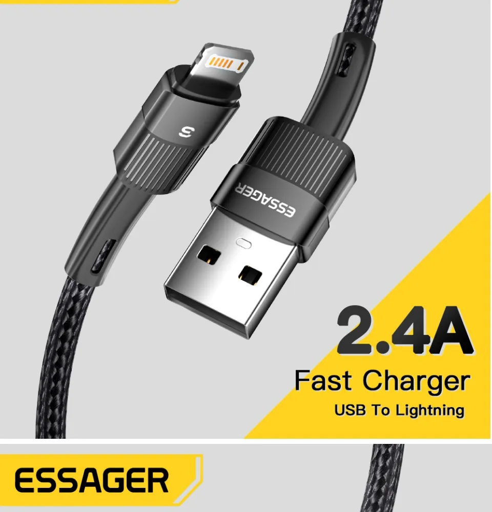 Cáp sạc iphone Essager 2,4A chân USB Lightning, Dây sạc Iphone-ipad truyền  dữ liệu ổn định không chai Pin hại máy. 